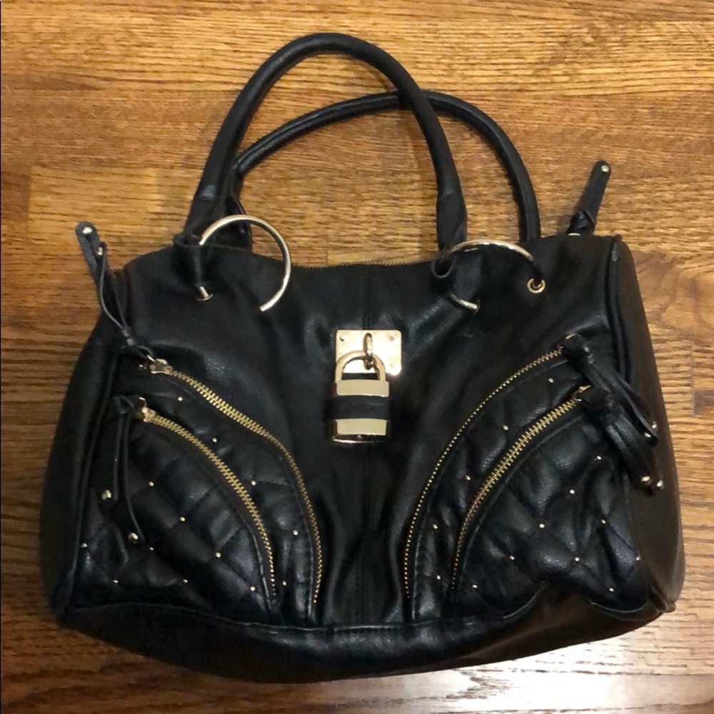 Bebe black and gold shoulder bag
